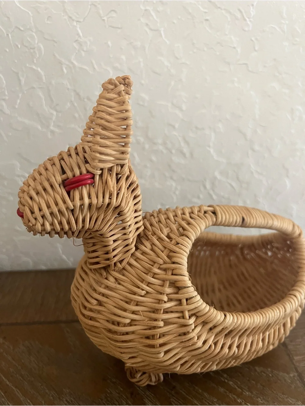 Source Unknown Woven Bunny Basket in Natural and Red